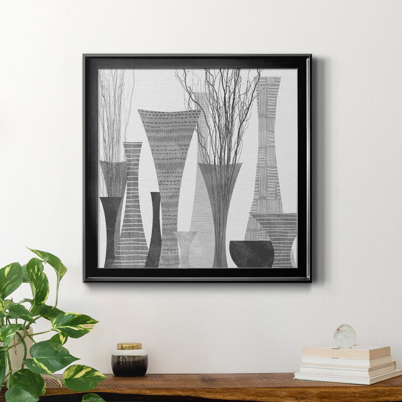 Silhouette Vases - cadre photo, impression sur toile, H 26,5 po x l 26,5 po x P 1,5 po, Noir