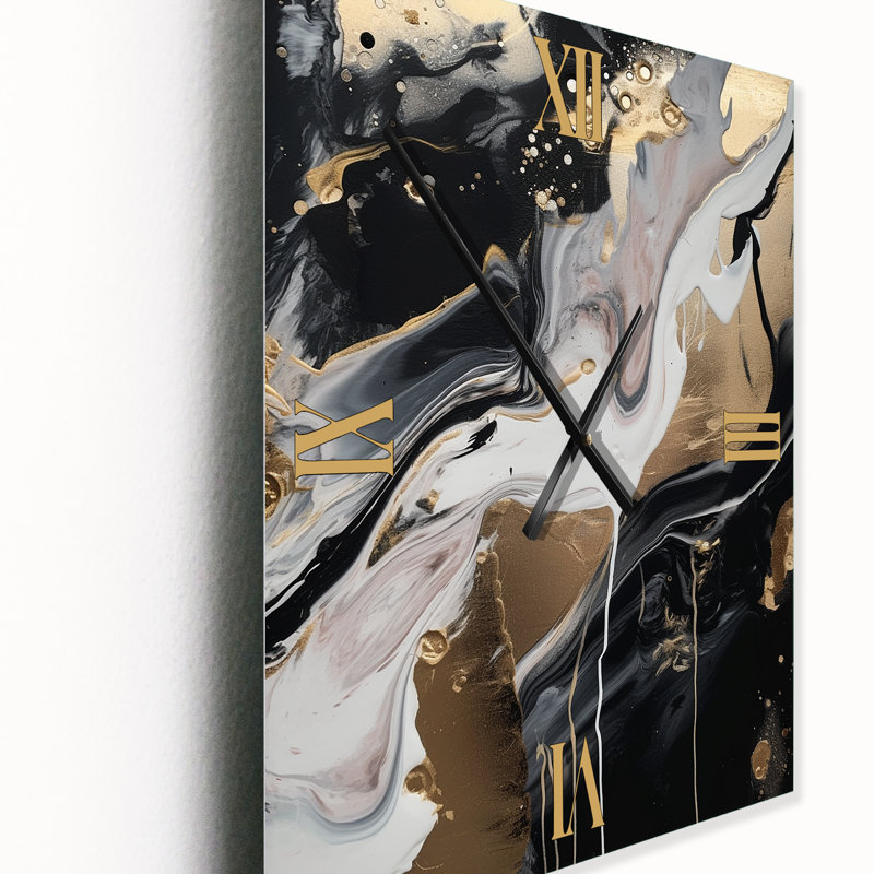 Ingund - Abstract Marble Wall Clock, 32" H x 16" W x 1" D