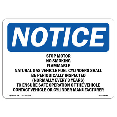 Notice - Stop Motor No Smoking Flammable Gas Sign
