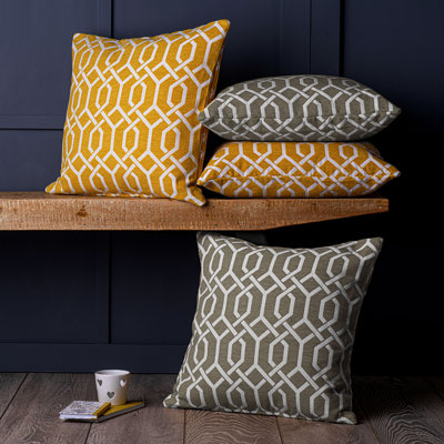 Fulvous Geometric Square Cushion Cover