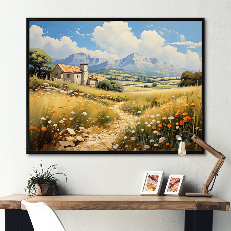 The Saintevictoire Mountain Paul Czannes - Landscapes Canvas Art Print, Cadre flottant noir, H 24 po x l 32 po x P 1 po