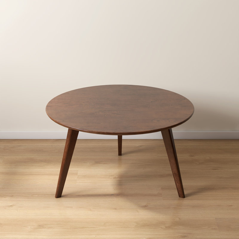Ensemble de 2 tables basses rondes modernes en chêne massif Fjord, Ensemble 29,5 po x l 23,6 po, Chêne brun, 2