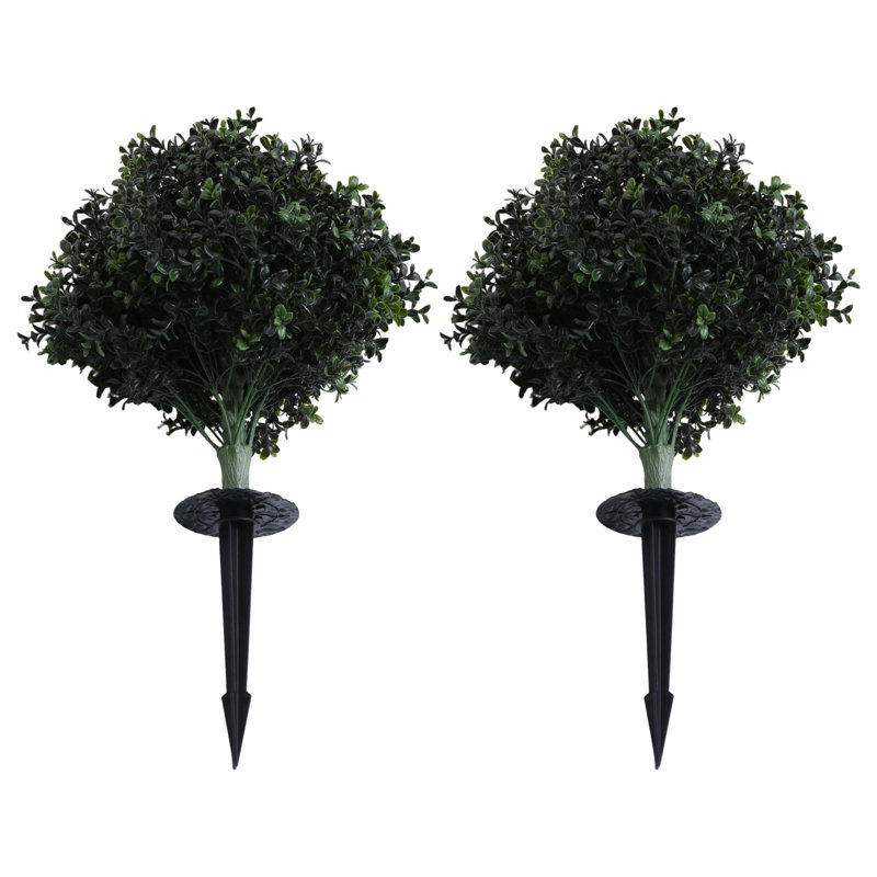 Artificial Boxwood Topiary Ball Tree 56 cm H Faux Boxwood Tree Plant in Steel