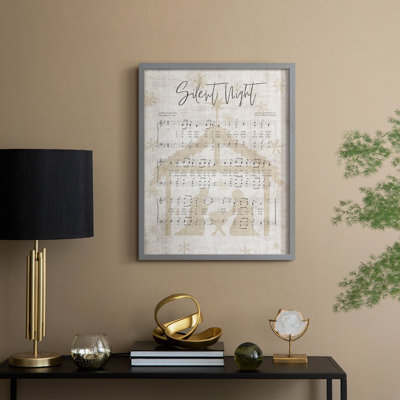 Silent Night Song Sheet Framed Print - Solid Wood