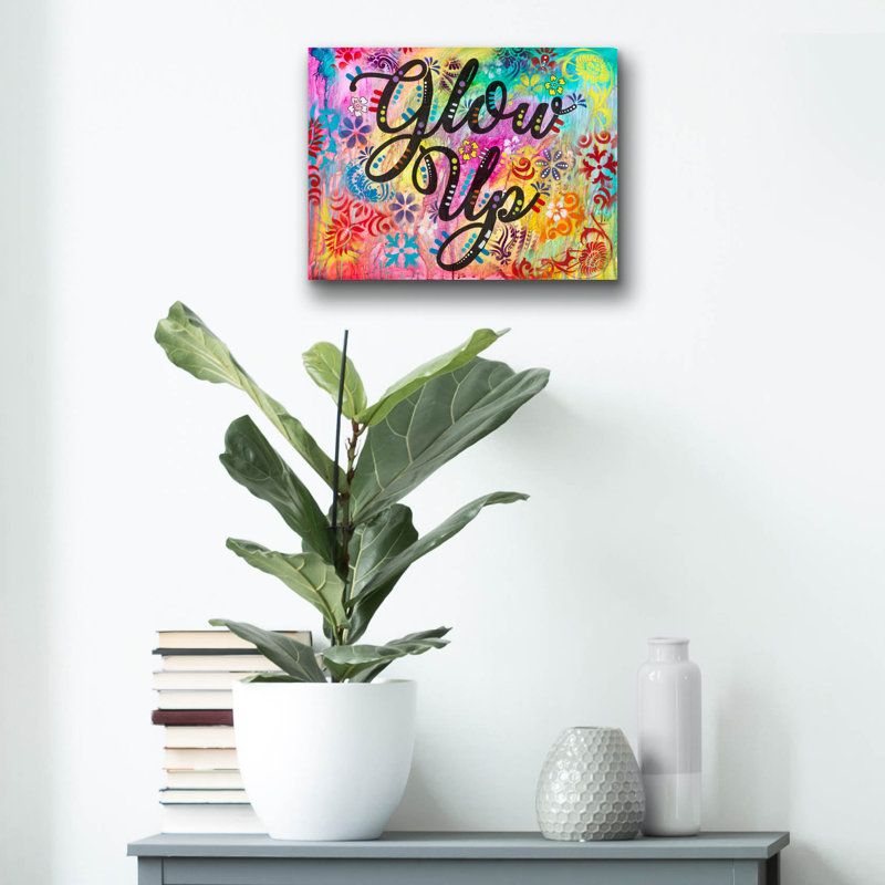 Art mural en verre épique «Glow Up» par Dean Russo, 16 po x 12 po
