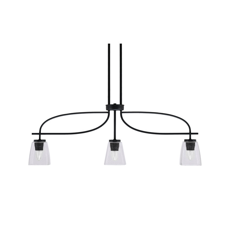 Luminaire pour îlot 3 lumières Dumitru Cavella au fini noir mat avec verre de 4,5 po, Clair