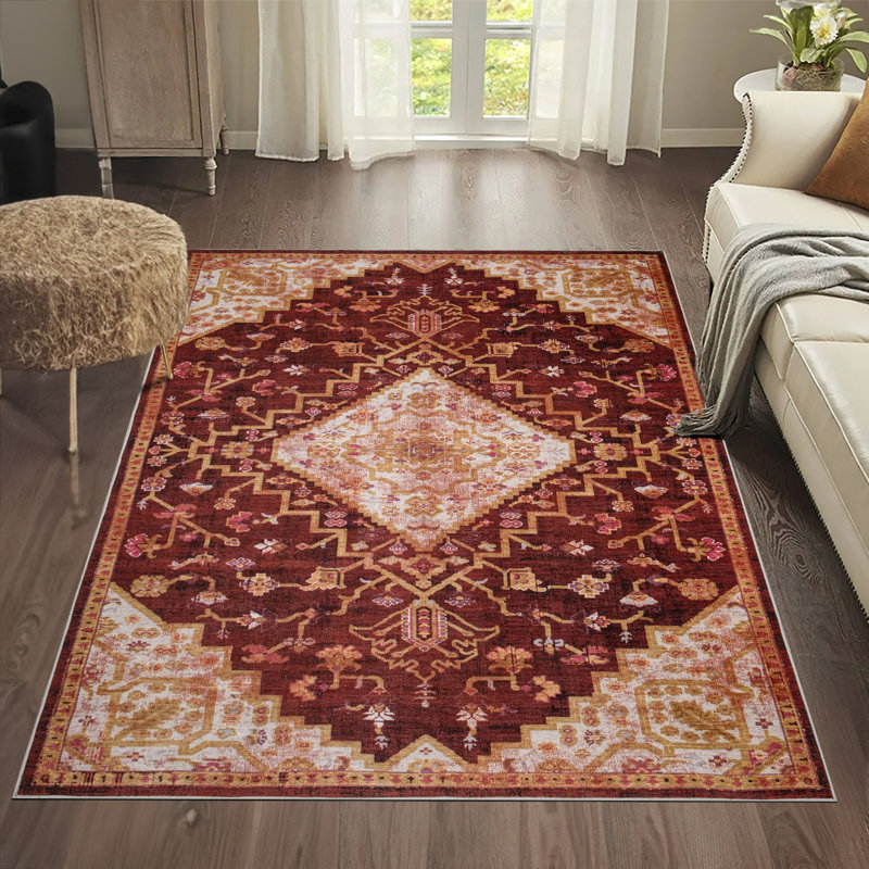 Tapis rectangulaire rectangulaire avec envers antidérapant, Rectangle 5 pi 11 po x 9 pi 1 po