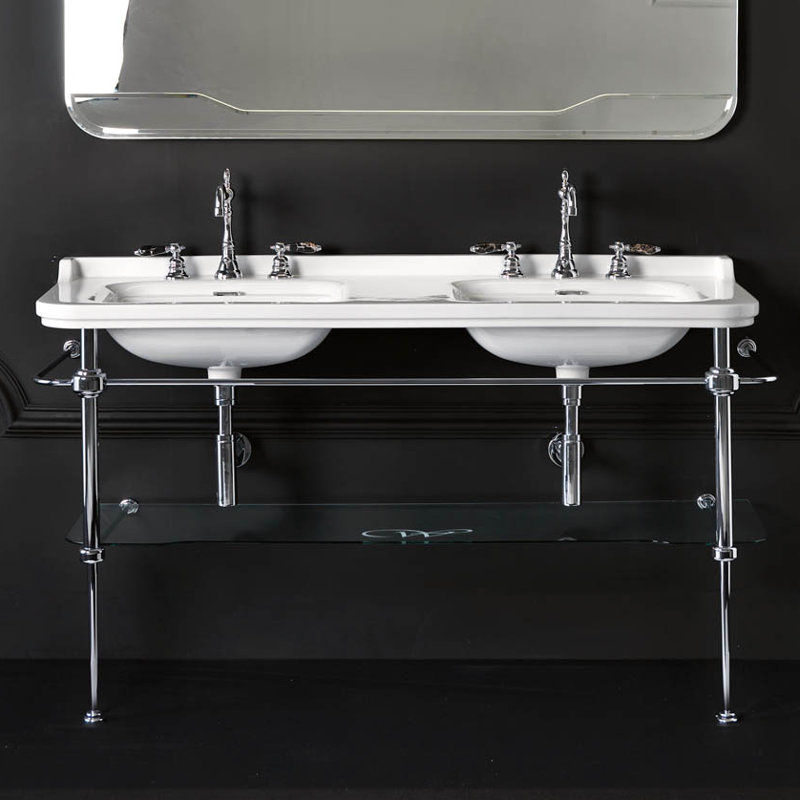 Waldorf 59.1'' L Bathroom Sink, Three Faucet Holes