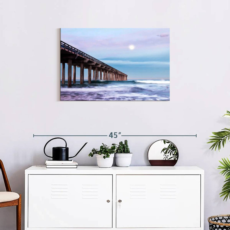 Plein lune au-dessus de Scripps Pier, H 20 po x l 30 po
