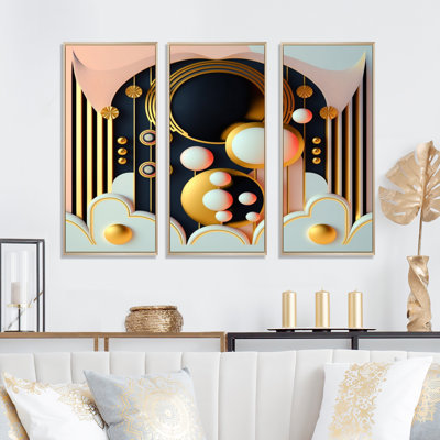 Golden Consciousness Rising I - 3 pièces sur toile