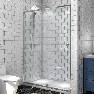 Porte de douche coulissante pivotante Finish, 54 po de largeur, 71 po de hauteur, 1/4 po de verre trempé de 6 mm, installation réversible en verre l 54 po x H 71 po, largeur réglable de 1/4 po d'épaisseur, conception de rail télescopique