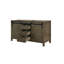 60 po Large meuble-lavabo double brun rustique avec fermeture en douceur, deux armoires intérieures, trois tiroirs et une tablette ouverte, structure en bois massif avec contreplaqué E0 pour un assemblage rapide