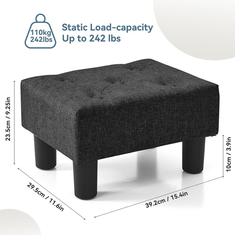 Etherson Solid Wood Accent Stool, Black