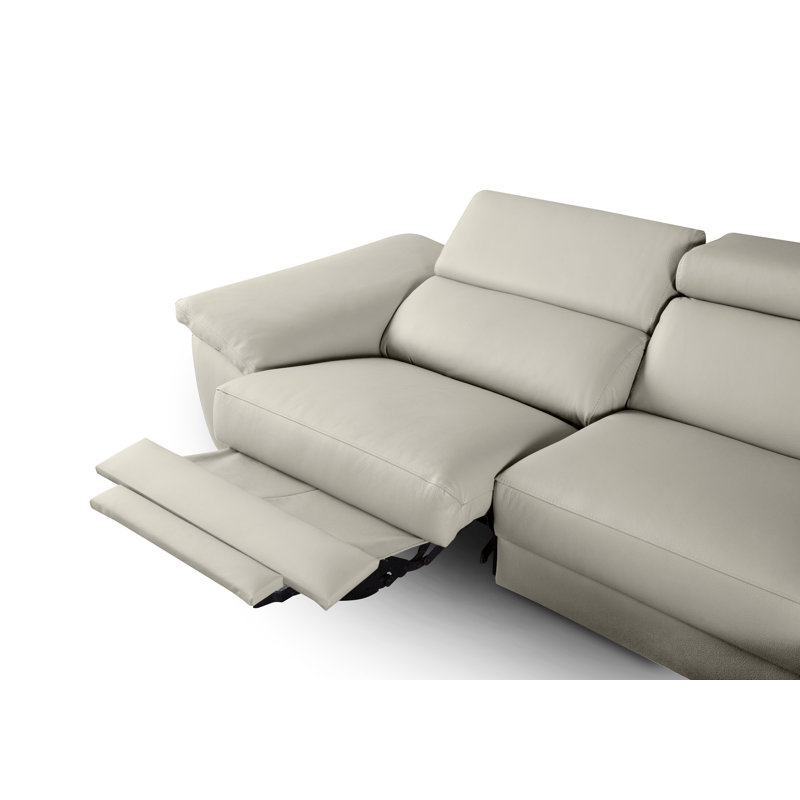 Olligs Genuine Leather Reclining Corner Sofa with Adjustable Headrests and Adjustable Armrest, Right Hand Facing