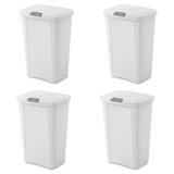 Sterilite 13 Gallon Touchtop Wastebasket With Titanium Latch, White (4 Pack)