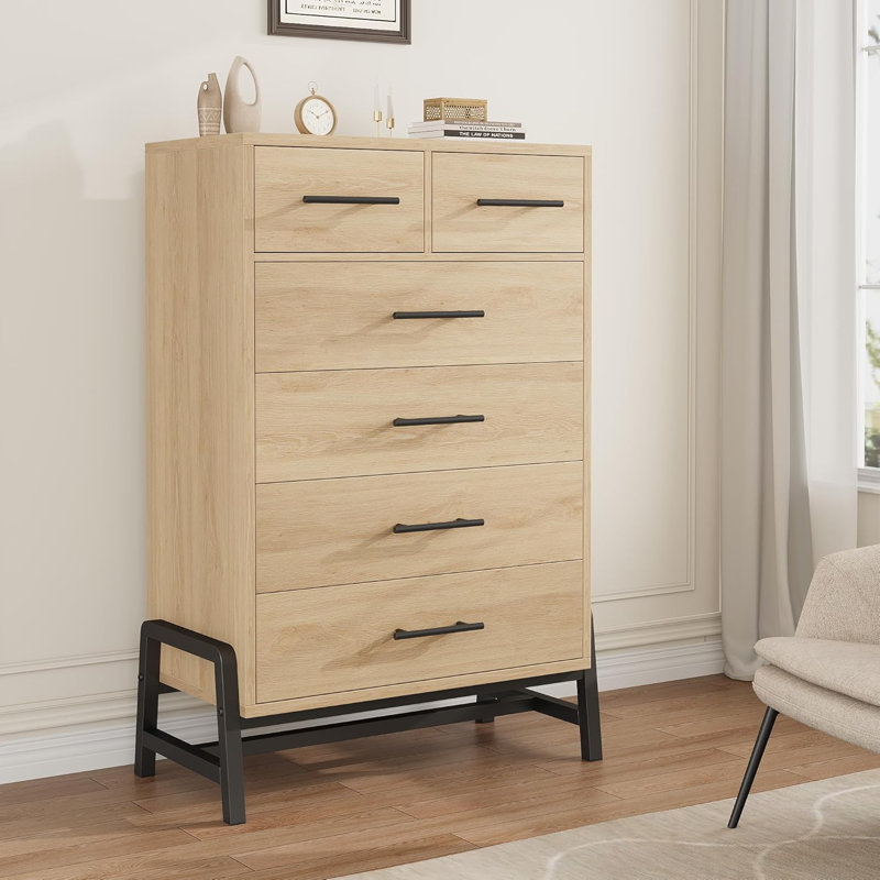 4+2 Dresser for Bedroom, 46.6" Tall Dresser, Tall Drawer with Storage Freestanding, Wooden Closet Storage Chest for Living Room, Bedroom, Entryway