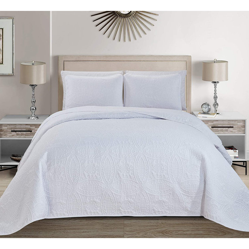  Ensemble de couvre-lit en microfibre 3 pièces, Blanc