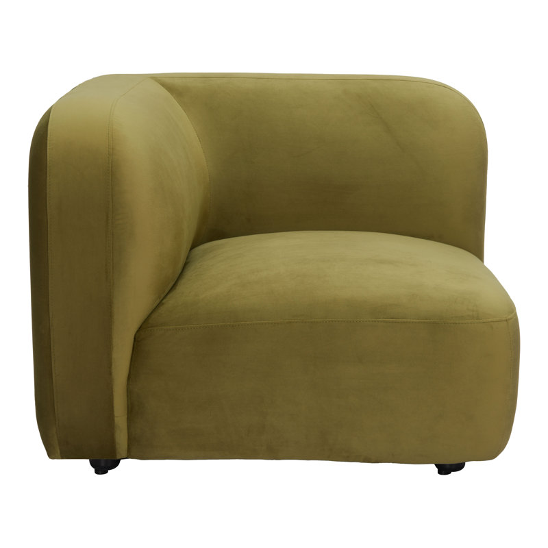 Fauteuil d'angle vert, Velours vert