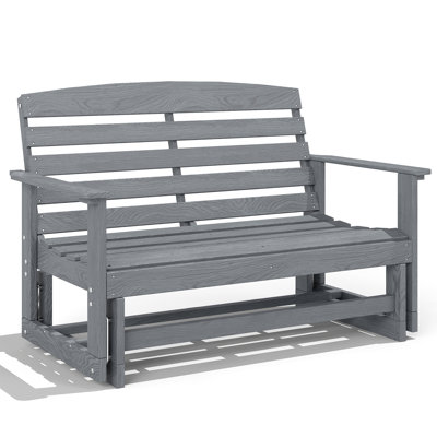 Fauteuil à bascule d'extérieur, fauteuil à bascule double résistant aux intempéries pour 2 personnes, banc à bascule pour terrasse, jardin ou porche, gris vieilli