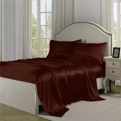 4Piece Soft  Silk feel Satin Sheet Set