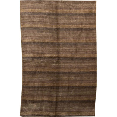 Gabbeh Striped Area Rug in Brown/Dark Brown