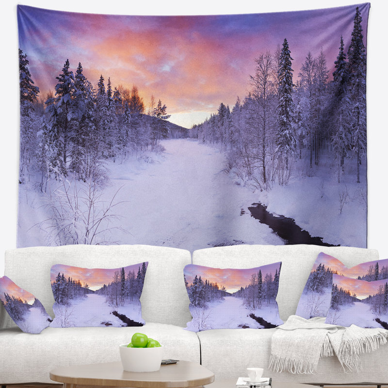 Paysage de rivière d'hiver en Laponie finlandaise, H 32 po x l 39 po
