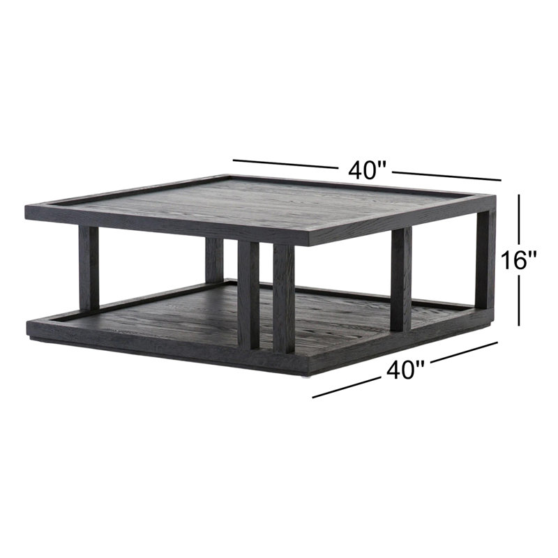 Charley Solid Wood Coffee Table, Drifted Matte Black Veneer