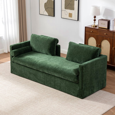 82.68" Wide Extra-Large Double-Seater Sofa, Chenille Upholstered