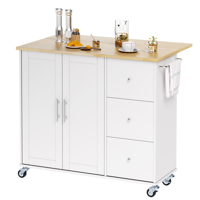 Arnola 39.7" W Kitchen Island Cart, White