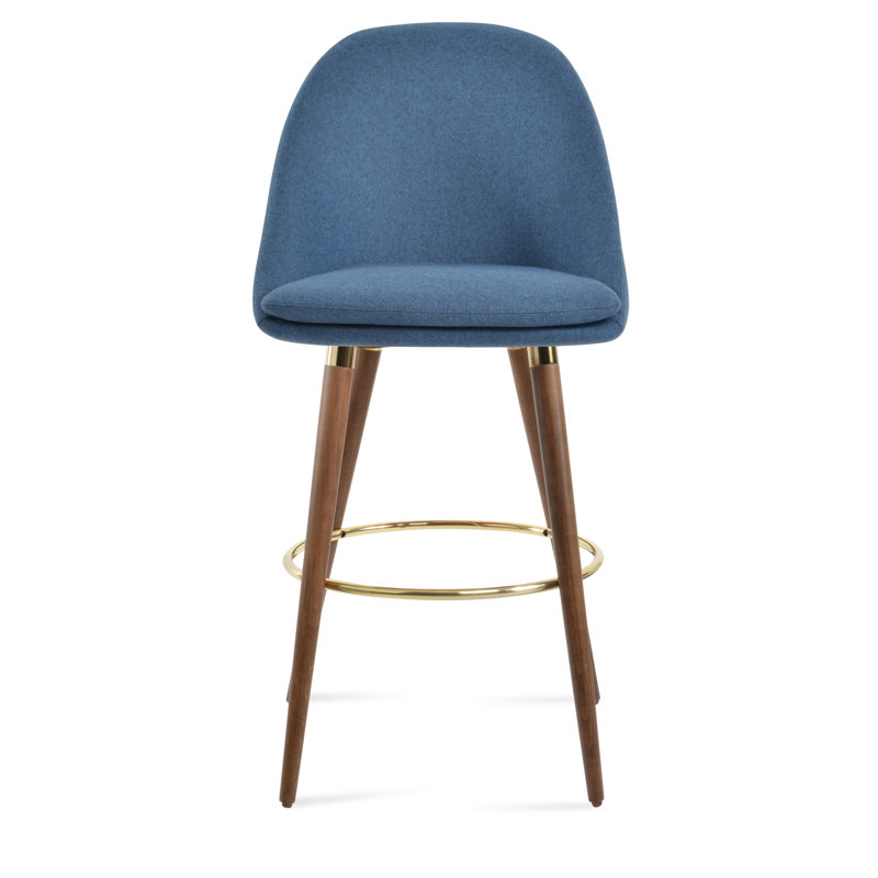 Tabouret Avanos, Caramel, Noyer / chrome, Tabouret de comptoir (siège d'une hauteur de 24 p