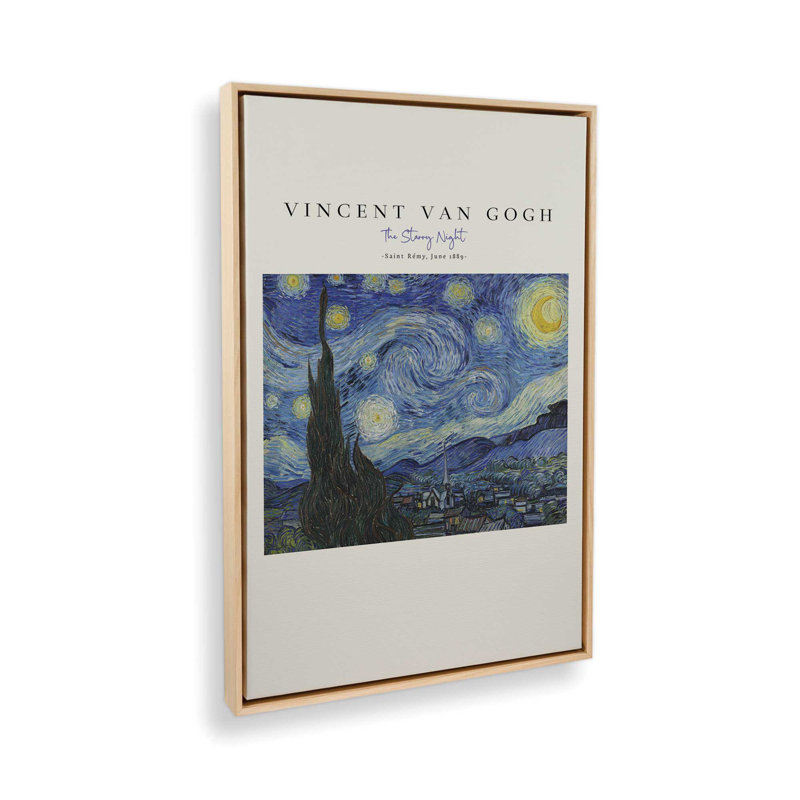 Van Gogh's The Starry Night v2, Cadre américain en érable flottant, H 48,75 po x l 32,75 po