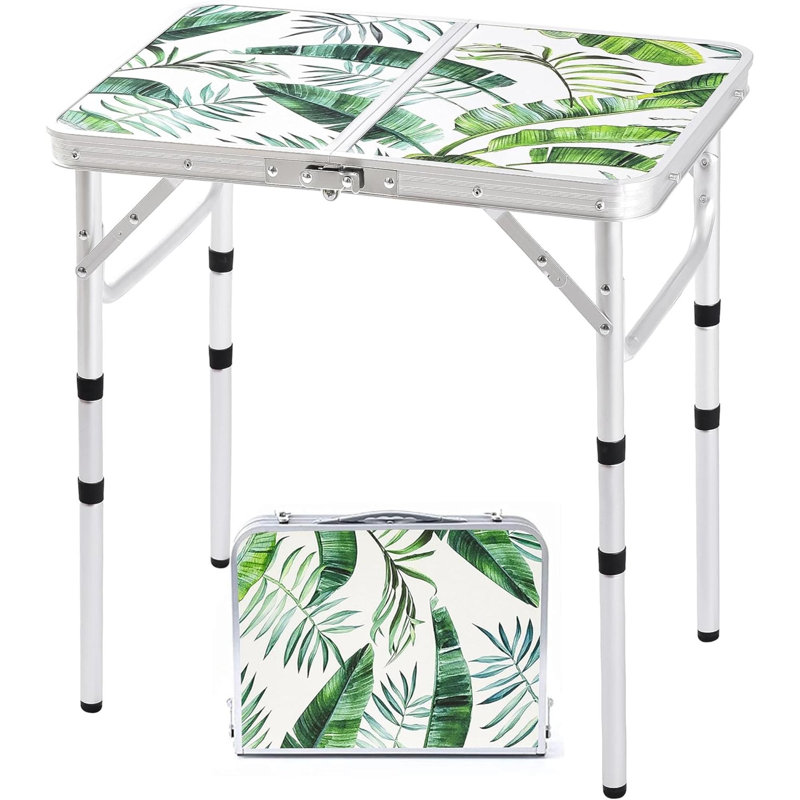 Table de camping pliante portable Pinic Table réglable réglable en aluminium pliable avec poignée de transport