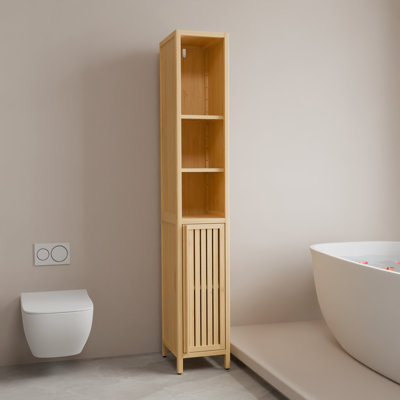 Armoire haute et mince en bambou naturel grande capacité