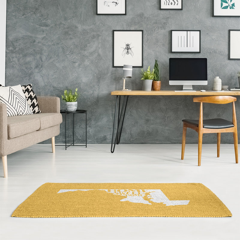 Tapis jaune home home Maryland, Rectangle 3 pi x 5 pi
