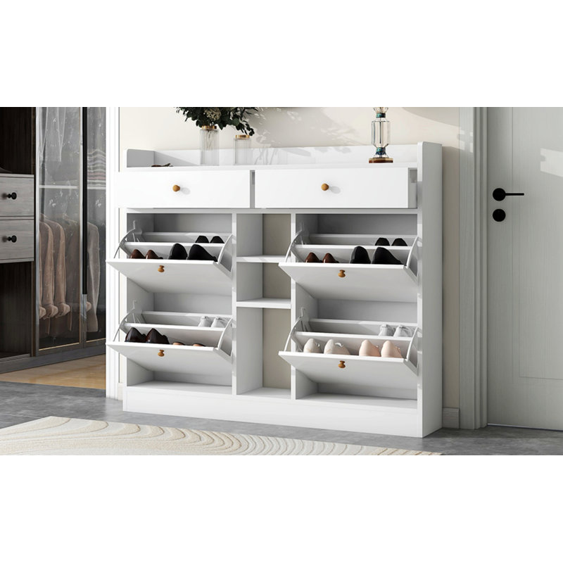 Range-chaussures avec tiroirs, range-chaussures avec 4 tiroirs rabattables, range-chaussures autoportant multifonctionnel, range-chaussures pour la maison