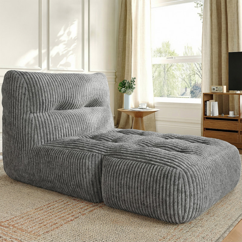 Fauteuil à billes pliable en velours côtelé, canapé de salon multi-positions, sans fauteuil d'assemblage géant pour le salon, la chambre à coucher
