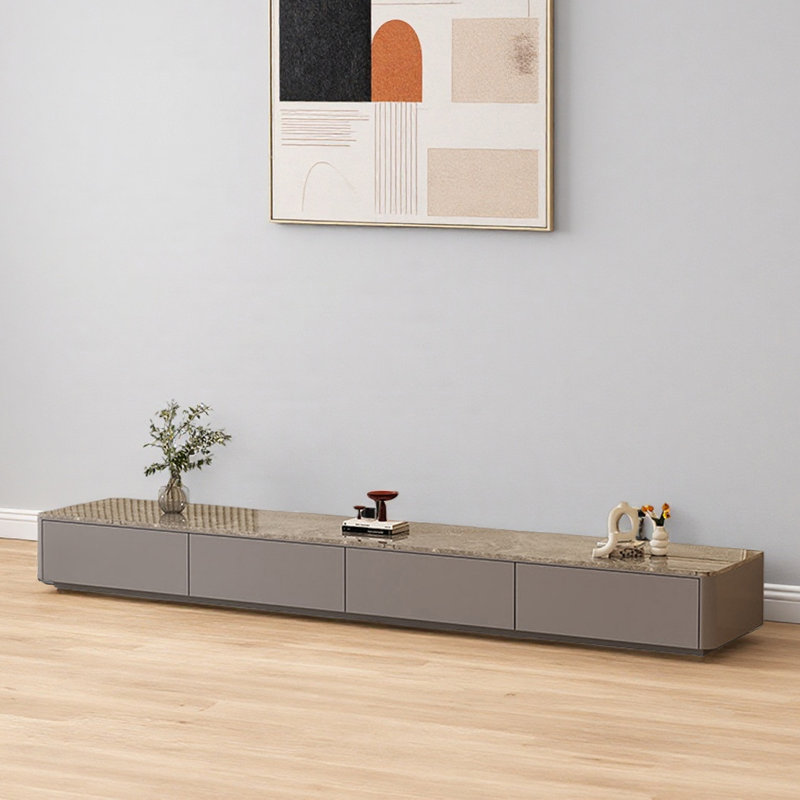Meuble télé sur pied Modern Light Luxury, Gris, 14.17"H x 94.48"L x 11.81"W