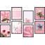 Cygne rose, flamant rose, botanique, fleur, rose, Monstera, formes abstraites encadrées sur papier, impression de 8 pièces-92573547-92573548