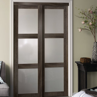 80'' Solid + Manufactured Wood Glass Low-Gloss with Installation Hardware Kit without Installation Hardware Kit Sliding Closet Doors
