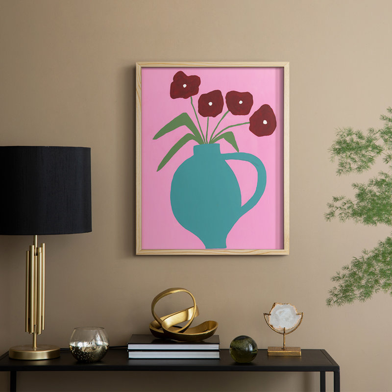 «Modern Blooms IV», reproduction encadrée - bois massif, Naturel, H 21 po x l 17 po