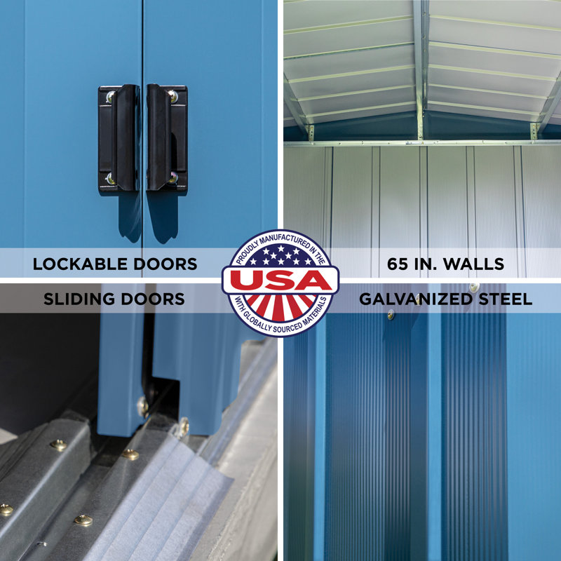 12 ft x 15 ft Blue Grey Steel Storage Shed