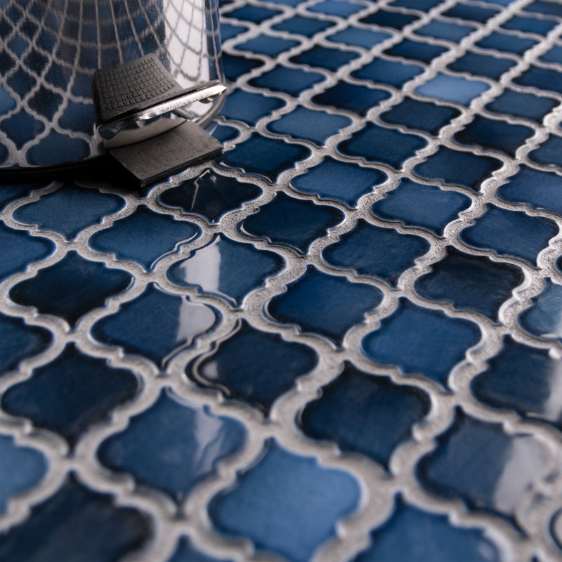 Hudson Tangier 12-3/8 " x 12-3/8 " Porcelain Mosaic Floor and Wall Tile, Midnight