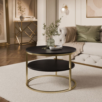 CIRI SLIM Round Coffee Table with Shelf