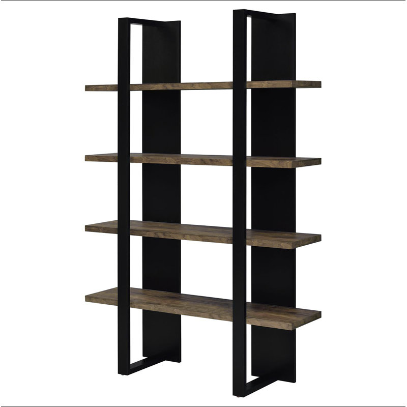 Mystrene Black and Walnut 4-Shelf Bookcase