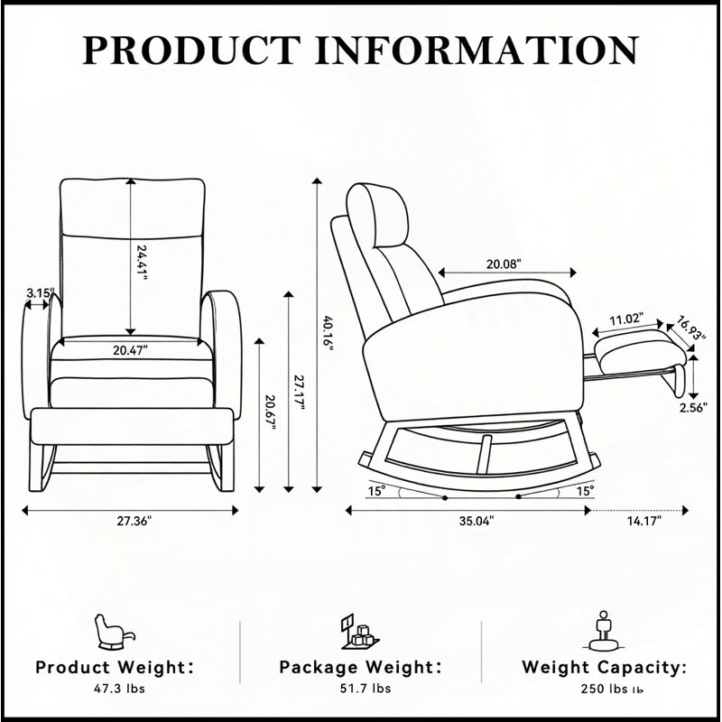 Chaise berçante Isabelle Max Adeebah, Gris clair