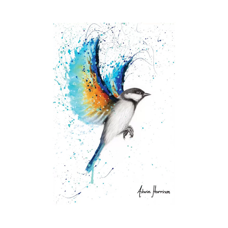 Travelling Blue Bird by Ashvin Harrison - Wrapped Canvas Painting, 66.04 cm H x 45.72 cm W x 3.175 cm D