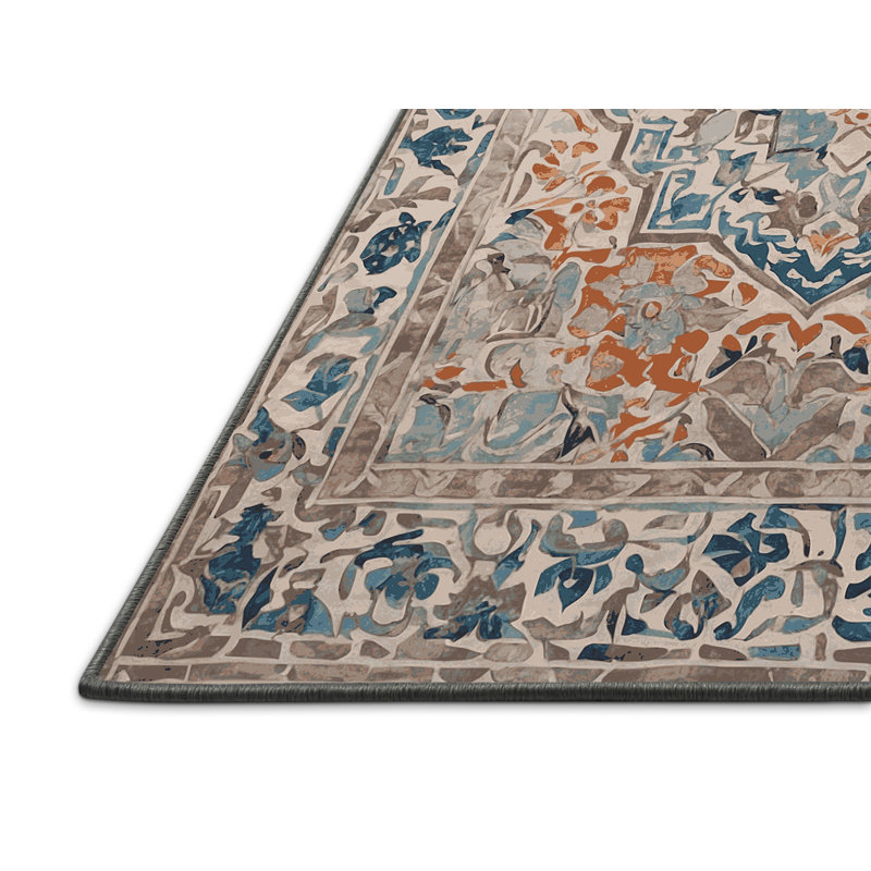 Tapis gris soyeux et moelleux, Rond 8 pi