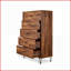 Commodes et amp; Armoires, commode industrielle à 5 tiroirs avec structure en métal, finition noyer | Noyer | Bois synthétique-1416539567