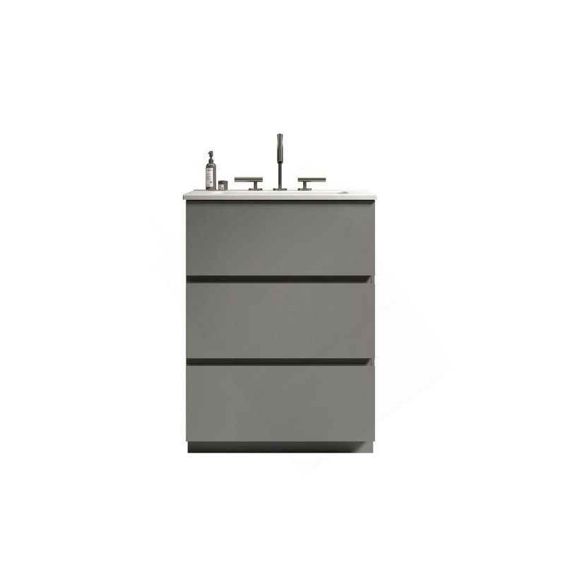 Sink With 3 Faucet Holes, Large Storage Freestanding Bathroom Vanity For Modern Bathroom, One-Piece White Sink Basin Without Drain And Faucet, Pre-Assembled