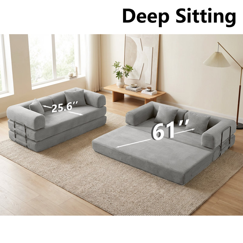 Compression Convertible Sofas, Foam Corduroy Modern Sleeper For Home